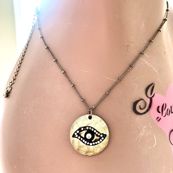 GOLD DAHLIA EVIL EYE NECKLACE - Picture 3 of 8